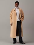 Calvin Klein Long Wool Trench Coat, Brown