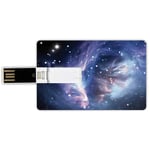 8G USB Flash Drives Credit Card Shape Space Decorations Memory Stick Bank Card Style Mysterious Nebula Gas Cloud in Deep Ouuter Space with Star Cluster Universe Solar,Navy Purple Waterproof Pen Thumb