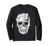 Cat Skull Shirt - Kitty Skeleton Halloween Costume Skull Cat Long Sleeve T-Shirt