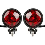 2x Röd 12v Led Svart Cafe Racer Stil Stoppa Bakljus Motorcykel Broms Baklykta Bakljus För Chop