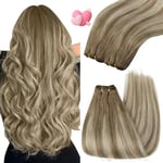 YoungSee Tissage Cheveux Naturels Ombre 14 Pouces Extension Cheveux Humain Tissage Brun Moyen avec Blond Platine Ombre Tissage Hair Extension Balayage Weft Hair Extension Pour Cheveux Courts 100g