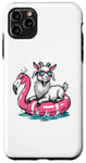 iPhone 11 Pro Max Funny Goat On Flamingo Floatie Summer Vibe Pool Party Case