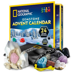 Blue Marble NATIONAL GEOGRAPHIC Gemstone Advent Calendar 2024 - Advent Calendar for Kids with 24 Gemstones, Rock Collection Christmas Countdown Calendar, Mini Gemstone Dig Kit (English-Only Version)