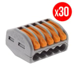 Pack de 30 bornes de connexion rapide a levier WAGO 5 entrées fil souple et rigide - S222