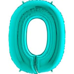 Ballonim Ballon en forme de chiffre 0 à 9, 100 cm, bleu, turquoise, menthe, taille XXL, (nombre 0)