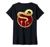 Womens Zen Taiji Lucky Money Red Pocket Snake Year Pj ART ON BACK V-Neck T-Shirt