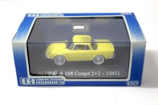 ALPINE A108 COUPE 2+2 1961 YELLOW UNIVERSAL HOBBIES 5068U 1:43 RENAULT JAUNE