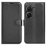 Asus Zenfone 9 5G - Læder cover / pung - Sort