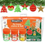 CLEOPATRE – Trousse Créative Noël avec 8 Suspensions en Carton à Décorer, 3 Pots de Gel Pailleté, Planche de Gommettes – Kit Loisirs Créatifs Noël Enfants