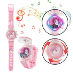 Barn Cartoon Klocka Blinkande Ljus Upp Glow Digital Musikklockor Snurrande Topp Flip Cover Armbandsur Gåvor [GGL] Unicorn