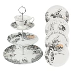 Victoria & Albert Alice in Wonderland 3 Tier Cake Stand & Cake Plates Set