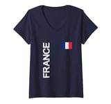 Womens Maillot france 2021 drapeau football euro france homme femme V-Neck T-Shirt