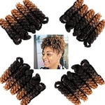 Queentas 3Pack 10inch Short Crochet Hair Extensions for Black Women/Kids Spring Twist Hair Afro Kinky Hair Kanekalon Carrie Curls (10inch 8mm Black to Blonde)