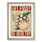 Big Box Art Vintage WPA Poster Eat Fruit Framed Wall Art Picture Print Ready to Hang, Oak A2 (62 x 45 cm)