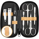 marQus kit manucure pedicure 7 pc. de Solingen - kit manucure professionnelle en liège, 2 coupe ongle, lime a ongles Solingen, pince à épiler, 2 ciseaux, pousse-cuticule - manicure kit complet