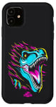 Coque pour iPhone 11 Jurassic World Colorful Neon Iconic T-Rex Logo