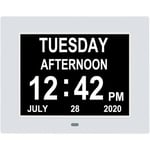 Horloge Calendrier Numerique Extra Large Horloge Date Heure Et Jour Demence Horloge Pour Personnes Agees Malvoyantes 8 Options D'alarme Blanc