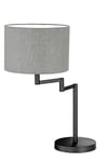 Fischer & Honsel Lampe de bureau Rota, lampe de bureau avec abat-jour réglable en lin, 1 douille E27, noir, gris et blanc, hauteur : 55,5 cm, Ø 30 cm