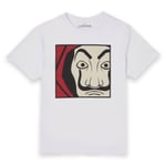 Money Heist Dali Mask Close Up Unisex T-Shirt - White - XL - White