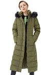 Orolay Doudoune Femme avec Longue Fourrure à Capuche et Manches Raglan Manteau Armée verte XXL