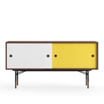 House of Finn Juhl - Sideboard Without Tray Unit, Walnut, White/Yellow, Black Steel - Sideboards - Finn Juhl - Flerfarget - Metall/Tre