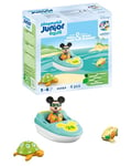 Playmobil 71707 JUNIOR & Disney: Mickey Mouse's Boat Tour, including inflatable boat and sea creatures, sustainable toy made from plant-based plastics, gifting toy, play sets suitable for ages 1+