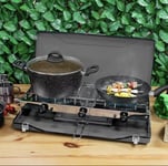 Milestone Camping 18929 Double Burner Gas Stove and Grill / Powerful Performance