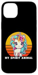 Coque pour iPhone 14 Plus Unicorn Is My Spirit Animal, licorne amusante, licorne arc-en-ciel