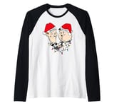 Laurel & Hardy Comic Comedy Duo Christmas Hats Raglan Baseball Tee