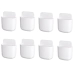 8 Pièces Boîtes de Rangement Murales Plastique pour Télécommandes Support Mural pour Chargeur de téléphone Portable Auto-adhésif Pour la Maison Etle Bureau Support Mural Autocollant - Blanc