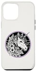 iPhone 12 Pro Max Unicorn in Black White Purple Hibiscus Roses Champion Wreath Case