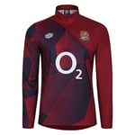 Umbro Mens England Rugby Warm Up Mid Layer Top 2023 2024 Red/Navy XL