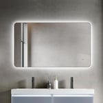 Talos Miroir de Salle de Bain LED Treviso en Noir Mat 120x70 cm - Miroir avec capteur de Mouvement - Montage Horizontal et Vertical - adapté aux pièces humides grâce au Cadre en Aluminium