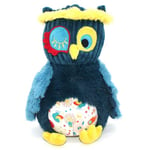 Les Déglingos - Peluche Original Astros Le Hibou - Velours côtelé Ultra Douce -27 cm - Bleu - Convient dès la Naissance, Neutre