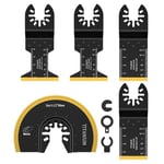 5PCS Oscillating Tool Blades Titanium Multitool Blades Cut Saw Blades Fast Speed Cutting for Wood, Metal, Nails and Hard Material for Dewalt Rockwell Milwaukee Makita Ryobi with 3 Extra Adapters