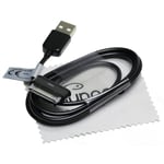 Câble De Données Et De Charge Usb Compatible Avec Samsung Ecc1Dp0Ube Pour Galaxy Tab/Galaxy Tab 2/Galaxy Note 10.1/Noir Otb Avec Chiffon De Nettoyage D'Écran Mungoo[X3303]