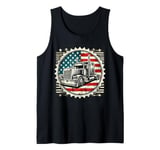 Semi-Trailer Trucker Big Rig American Flag Truck Driver Tank Top