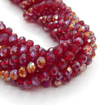 Lot de 120 perles tchèques en cristal de Bohême de 4 mm - Perles tchèques - Zircon cubique - Perles rondes à facettes - 1 brin (Ruby AB)