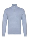 Half Zip Mélange Knit Tops Knitwear Half Zip Jumpers Blue Lindbergh