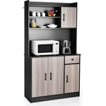 COSTWAY Buffet Cuisine Rangement, Armoire Cuisine avec Tiroir, 4 Etagères Réglables, 3 Placards à Porte, Vaisselier, Meuble Cuisine Rangement avec