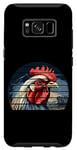 Coque pour Galaxy S8 Rétro coucher de soleil blanc poulet/tête de coq jeu de volaille art