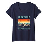 Womens Three Peaks Challenge | Yorkshire Dales 3 Peak Retro Hiking V-Neck T-Shirt