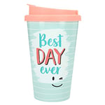 Depesche 2180.004 to Go Mug en Plastique Avec Inscription en Allemand "Best Day Ever" Multicolore 350 Ml