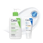 CeraVe Morning Face Routine for Dry Skin, Hydrating Cleanser 236ml & AM Facial Moisturising Lotion SPF50 52ml