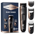 King C. Gillette Cordless Beard Trimmer Kit for Men, Electric Razor for Men with Lifetime Sharp Blades, Includes 3 Interchangeable Hair Clipper Combs, Gifts for Men, 2 Pin UK Plug