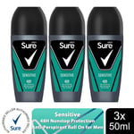 Sure Men Antiperspirant 48H Protection Roll On Deo Original or Sensitive, 3x50ml