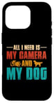 Coque pour iPhone 16 Pro Tout ce dont j'ai besoin, c'est de mon appareil photo et de mon amoureux des chiens, maman, papa, garçons et filles