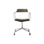 Vipp452 Swivel Chair With Castors, Bosco Green/polished Aluminium