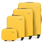 WITTCHEN Valise de Voyage Set de 4 valises Valise à roulettes Bagages à Main Set de valises de Voyage en ABS avec 4 roulettes pivotantes Serrure à Combinaison Poignée télescopique Groove Line Jaune