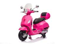 Vespa Moto Electrique Pour Enfants 12v, Scooter Avec Lumieres, 1-6 Ans, 4.5a, Mp3/Usb/Sd, 3.5km/H, Roues Auxiliaires, Rose